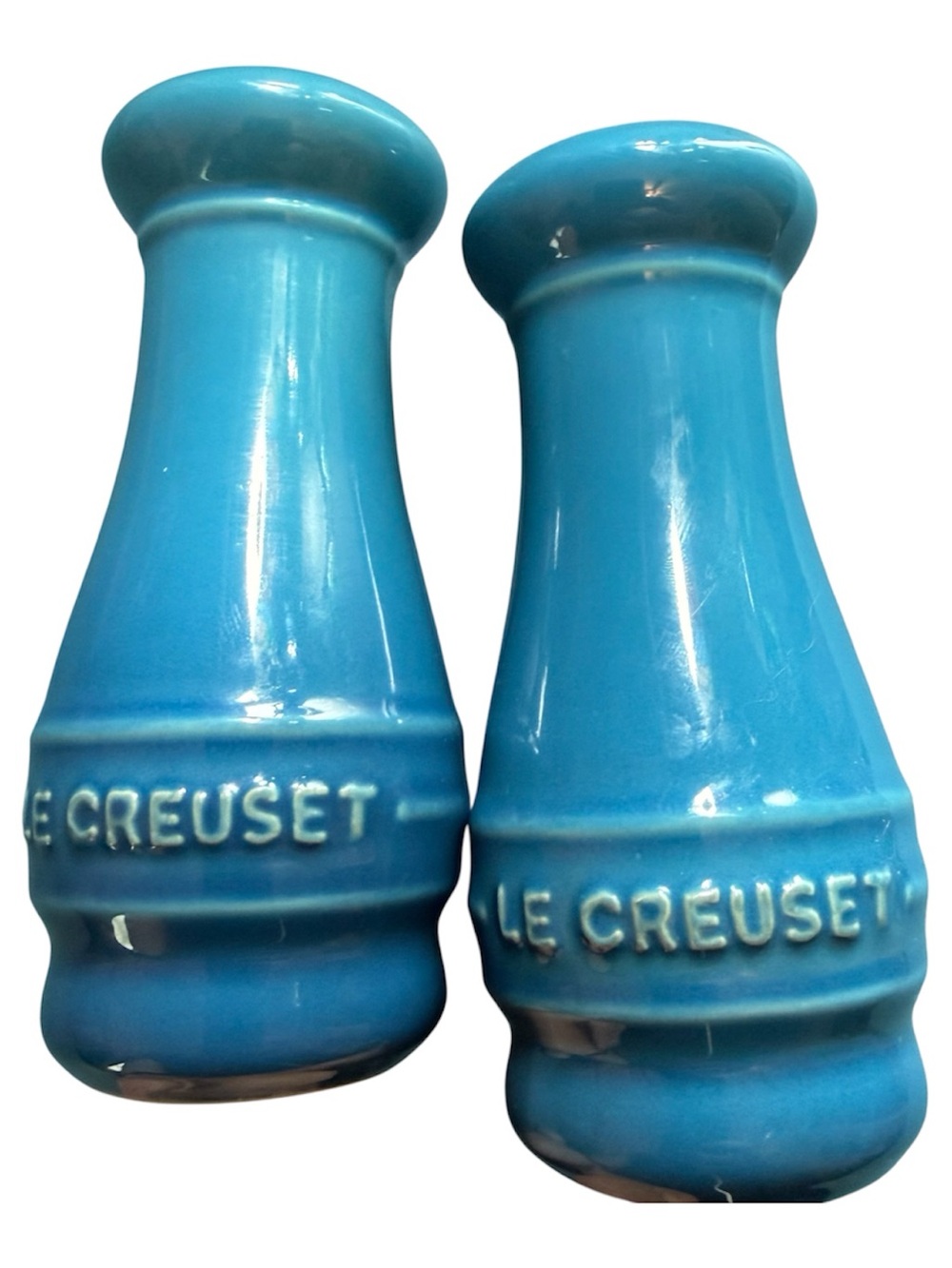 Le Creuset Caribbean Blue Salt and Pepper Shaker Set